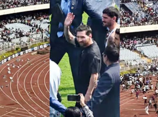 A ticket cost 12,000, but still didn't get a good view! Star footballer Messi's fans created a ruckus in Kolkata, throwing chairs and bottles.