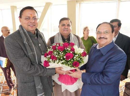 Uttarakhand: A major BJP meeting is scheduled today regarding the upcoming assembly elections! JP Nadda arrives in Uttarakhand, and CM Dhami gives him a warm welcome.
