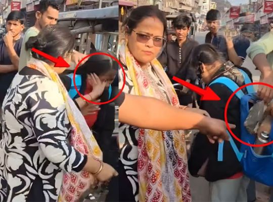 A weeping child and a furious woman go on a rampage! A video from Muzaffarpur goes viral, sparking public outrage after a fight in front of passersby.