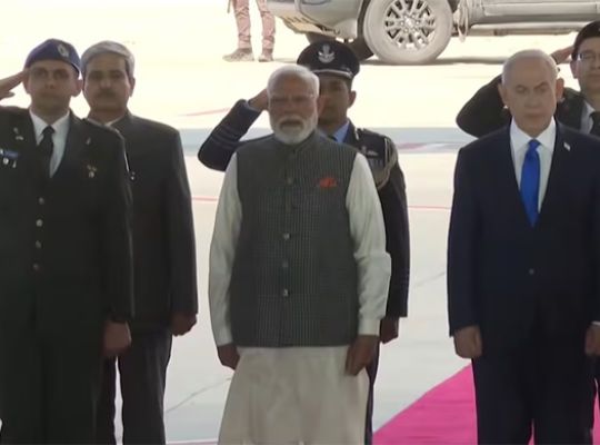 Historic moment in Tel Aviv: PM Modi arrives in Israel after 9 years! Will address the Knesset, focusing on defense and trade agreements