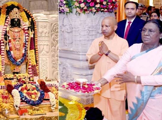President Droupadi Murmu Arrives in Ayodhya; Installs Shri Ram Yantra and Offers Prayers to Ram Lalla at Ram Temple.