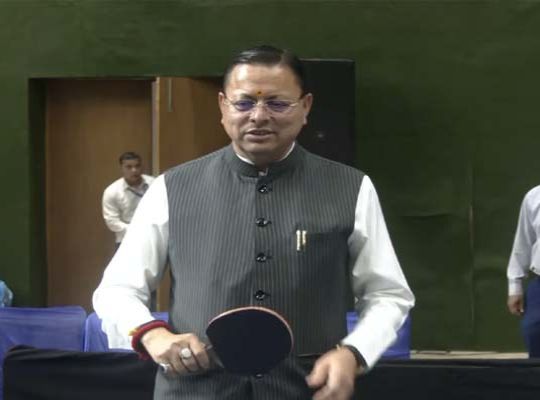 CM Dhami Takes the Field: Boosts Players' Morale by Playing Table Tennis; Grand Kick-off to the National Championship