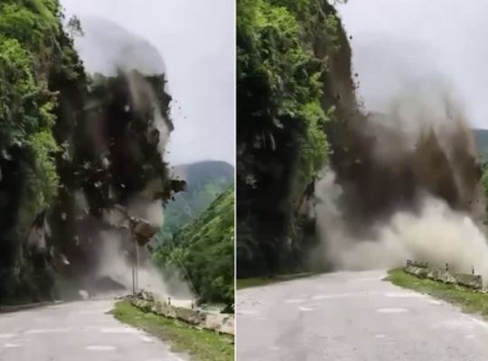 Uttarakhand: Hillside collapses on the Kailash Mansarovar Yatra route near the India-China border! Tawaghat-Malghat road closed due to a massive landslide; dozens of vehicles stranded.