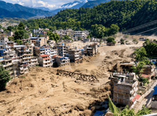  Did a glacier collapse in Nepal, or did an earthquake trigger the devastation? A 2,000-foot-wide section of ice fell from an altitude of 17,000 feet, and within minutes, a torrent of debris became the cause of destruction.