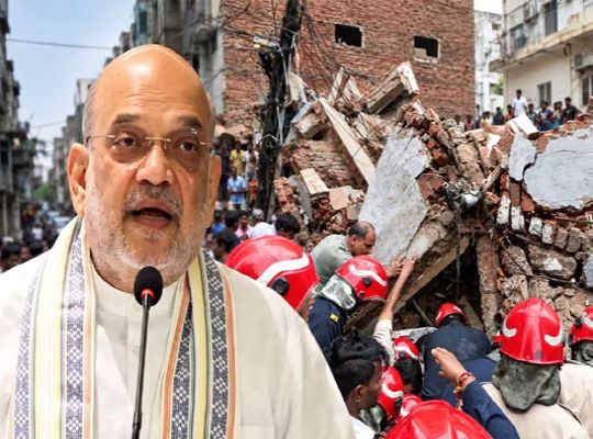 Chaos in Delhi after four-story building collapses; Home Minister Amit Shah leaves for Delhi, cutting short a speech in Goa; NDRF relief operations underway.