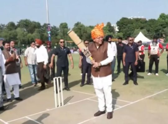 Namo Cricket Tournament in Panchkula: CM Dhami boosts players' morale; wields the bat to show his style.